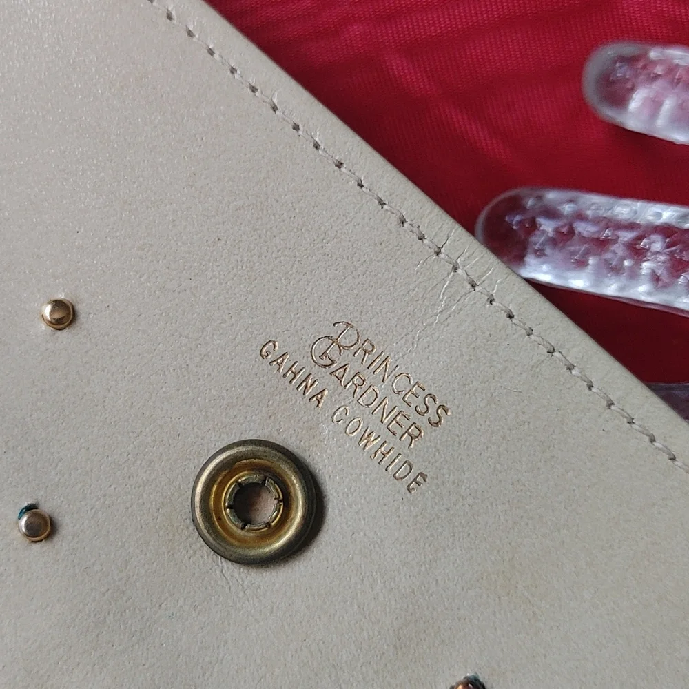 Princess Gardner Gahna Cowhide Gold Studded Womens Coin Purse Wallet
